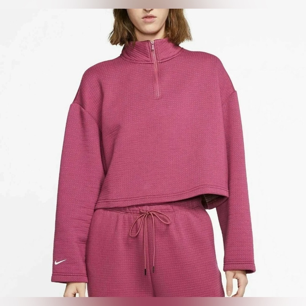 Nike Sportswear Tech Fleece Cropped 1/4 zip Sweatshirt Pullover Pink Purple